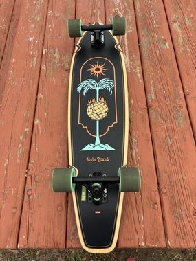 Globe The All Time Longboard 35” Skateboard - Black with Teal & Orange Graphic